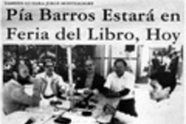 Pía Barros estará en Feria del Libro, hoy