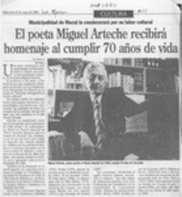 El Poeta Miguel Arteche recibirá homenaje al cumplir 70 años de vida  [artículo].