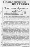 "Las cosas al parecer perdidas"  [artículo] Carlos León Pezoa.