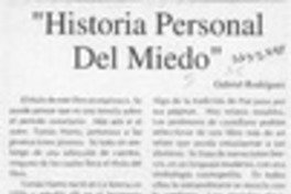 "Historia personal del miedo"  [artículo] Gabriel Rodríguez.