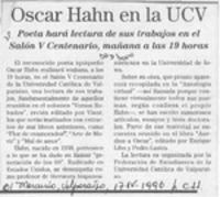 Oscar Hahn en la UCV  [artículo].