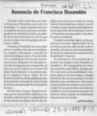 Ausencia de Francisca Ossandón  [artículo] Luis Merino Reyes.