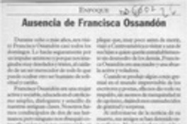 Ausencia de Francisca Ossandón  [artículo] Luis Merino Reyes.