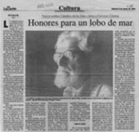 Honores para un lobo de mar  [artículo] Raúl Zamora.