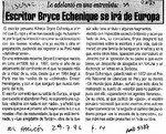 Escritor Bryce Echenique se irá de Europa  [artículo].