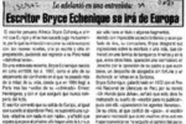 Escritor Bryce Echenique se irá de Europa  [artículo].