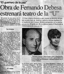 Obra de Fernando Debesa estrenará teatro de la "U"
