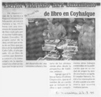 Escritor valdiviano hará lanzamiento de libro en Coyhaique  [artículo].