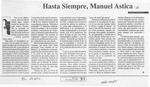 Hasta siempre, Manuel Astica  [artículo] Guillermo Quiñones O.