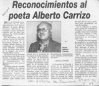 Reconocimientos al poeta Alberto Carrizo  [artículo].