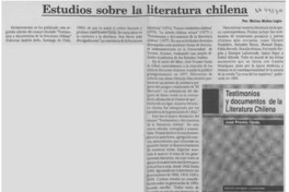 Estudios sobre la literatura chilena  [artículo] Marino Muñoz Lagos.