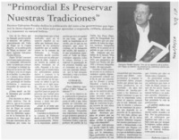 "Primordial es preservar nuestras tradiciones"  [artículo] Katherine López G.