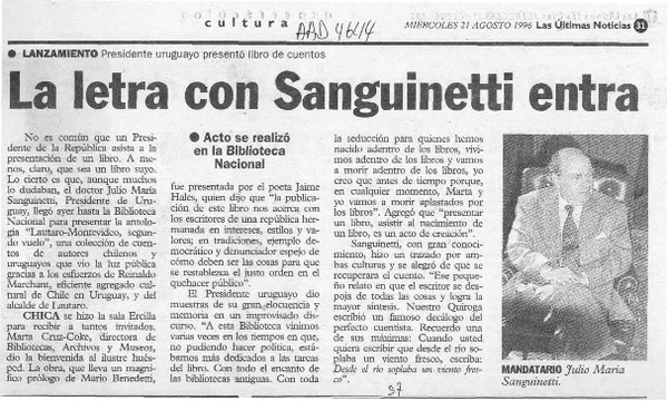 La Letra con Sanguinetti entra  [artículo].