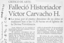 Falleció historiador Víctor Carvacho H.  [artículo].