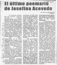 El último poemario de Josefina Acevedo  [artículo] José Arraño Acevedo.