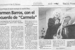Carmen Barros, con el recuerdo de "Carmela"  [artículo] Cecilia Valenzuela L.