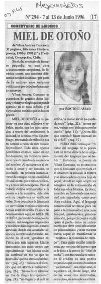 Miel de otoño  [artículo] Rocío L'Amar.