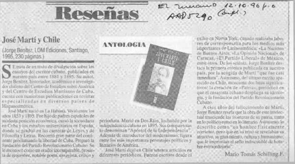 José Martí y Chile  [artículo] Mario Tomás Schilling F.
