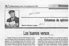 Los buenos versos  [artículo] Marino Muñoz Lagos.