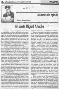 El poeta Miguel Arteche  [artículo] Marino Muñoz Lagos.