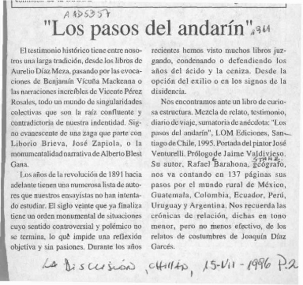 "Los Pasos del andarín"  [artículo].