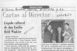 Legado cultural de don Emilio Held Winkler  [artículo] Oscar Valenzuela Palma.