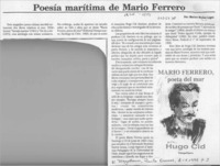 Poesía marítima de Mario Ferrero  [artículo] Marino Muñoz Lagos.