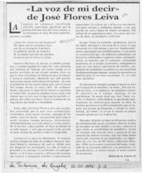 "La voz de mi decir" de José Flores Leiva  [artículo] Darío de la Fuente D.