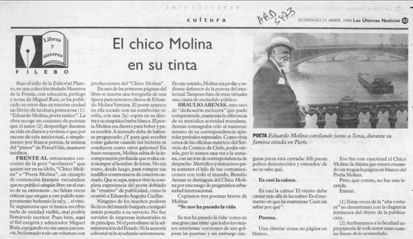 El chico Molina en su tinta  [artículo] Filebo.