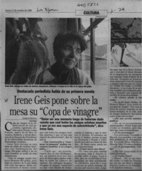 Irene Geis pone sobre la mesa su "Copa de vinagre"  [artículo] Loreto Novoa.