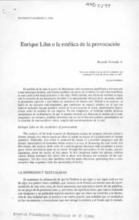 Enrique Lihn o la estética de la provocación  [artículo] Ricardo Ferrada A.