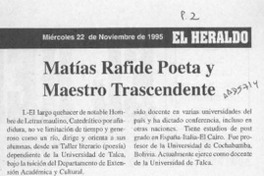 Matías rafide poeta y maestro trascendente  [artículo].