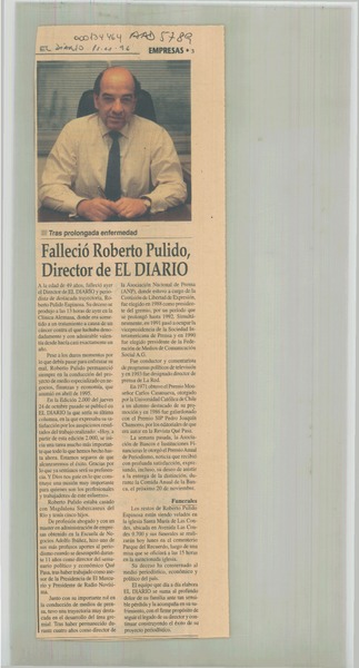 Falleció Roberto Pulido, Director de El Diario