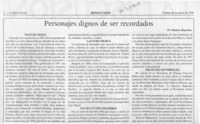 Personajes dignos de ser recordados  [artículo] Ramón Riquelme.