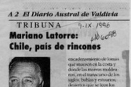 Mariano Latorre, Chile, país de rincones  [artículo] Erwin Haverbeck O.