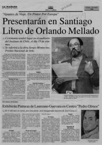 Presentarán en Santiago libro de Orlando Mellado  [artículo].
