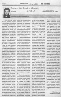 Los acertijos de Alicia Miranda  [artículo] Bernardo González Koppmann.