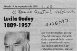 Lucila Godoy 1889 - 1957  [artículo] Hernán de la Carrera Cruz.