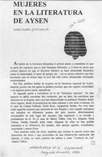 Mujeres en la literatura de Aysén  [artículo] María Isabel Quintana.