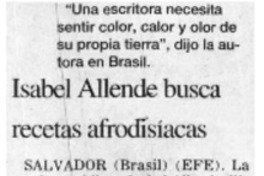 Recetas afrodisiacas busca Isabel Allende
