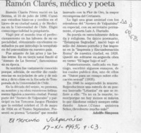 Ramón Clarés, médico y poeta  [artículo] Adolfo Simpson.