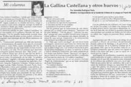 La gallina castellana y otros huevos  [artículo] Antonieta Rodríguez París].