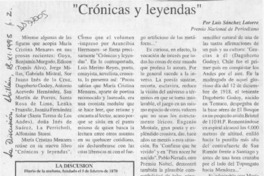 "Cronicas y leyendas" de María Cristina Menares  [artículo] Luis Sánchez Latorre.