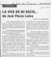 La voz de mi decir, de José Flores Leiva  [artículo] José Vargas Badilla.