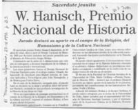 W. Hanisch, Premio Nacional de Historia  [artículo].