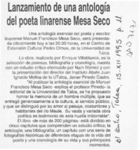 Lanzamiento de una antología del poeta linarense Mesa Seco  [artículo].
