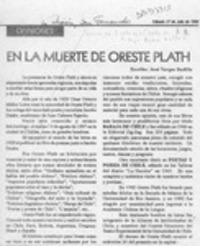 En la muerte de Oreste Plath  [artículo] José Vargas Badilla.