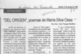 "Del origen", poemas de María Silva Ossa