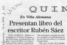 Presentan libro del escritor Rubén Sáez  [artículo].
