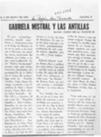 Gabriela Mistral y las Antillas  [artículo] Darío de la Fuente D.